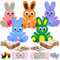 Herefun Hasen aus Holz zum Bemalen, 20 Stück Ostern Holz zum Malen, DIY Osterhase Deko, Osterhase Kinder Bastelsets, Osterhasen Deko Holz für Kinder Ostereier Osterhase
