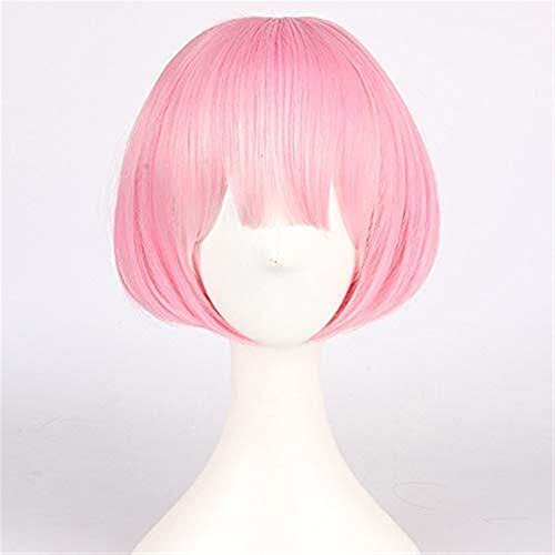 Anime RE Zero, die das Leben in Einer Anderen Welt in Einer Anderen Welt- Perücken REM RAM- Cosplay synthetischer Perücke-Haar-Halloween-Karneval- Party Frauen Cosplay Perücke REM(Farbe:RAM)