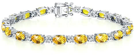 GEMLANTO Armband Damen 925 Sterling Silber Citrin Tennis Armband Frauen November Geburtsstein Schmuck Geschenk für Valentinstag Verlobung Geburtstags Muttertags Weihnachten
