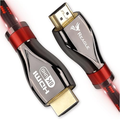 Reagle HDMI 2.1 Kabel 8K & 4K Ultra HD, Gaming, 48Gbps 8K@60Hz 4K@120Hz Kompatibel mit Konsole PS5 Xbox Series X S, OLED TV, DTS: X, HDCP 2.2 & 2.3, Dynamisches HDR 10 4:4:4, eARC, Dolby (3m)