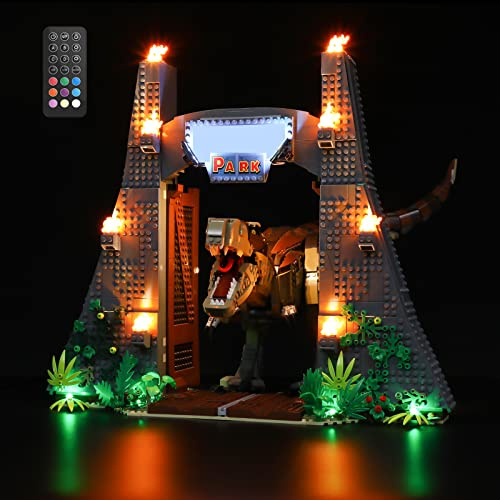 GEAMENT Licht-Set (Fernbedienung) Kompatibel mit Lego Jurassic Park: T. rex Rampage - Beleuchtungsset für Jurassic World 75936 (Modell-Set Nicht enthalten)