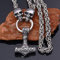 PBTMCD Männer Rostfreier Stahl Wikinger Halskette, Retro Silber Nordisch Mythologie Thors Hammer Mjolnir Amulett Schmuck Anhänger, Mehrere Stile Tierkopf Rund Byzantinisch Königskette,Skull Head,70cm