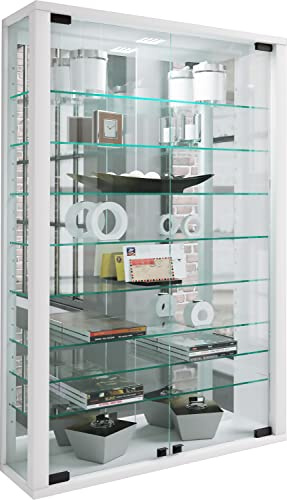VCM Wall Display Cabinet Hanging Glass Display Cabinet Glass Vitrosa Mini Mirror White - 91 x 59 x 18 cm - Living Room