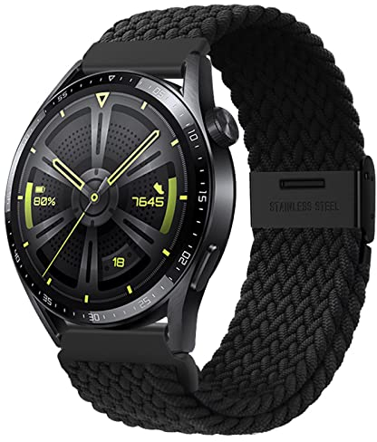 AidorMax Cinturino a Sgancio Rapido 22 mm, Cinturini in Elegante e Confortevole Elastico Traspirante con Fibbia Regolabile in Acciaio Inox per Smartwatch e Orologi (Nero)