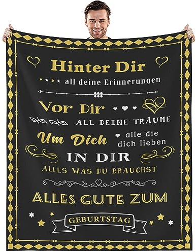 Geburtstagsgeschenk für Männer, Geburtstag Geschenk Mann, Decke Geburtstag für Ehemann Papa Opa Vater Freund Mann Geschenkideen, Flauschige Fleecedecke 150x200cm
