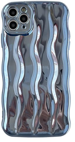 Caseative for iPhone 11 Pro Max Case,Water Ripple Pattern Curly Wave Frame Soft Compatible with iPhone Case (Light Blue,iPhone 11 Pro Max)