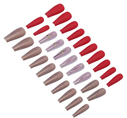 Fake Nail Patches, Mild Glossy Reusable Press on Nail Art Stickers for Party (0070-4D-05)