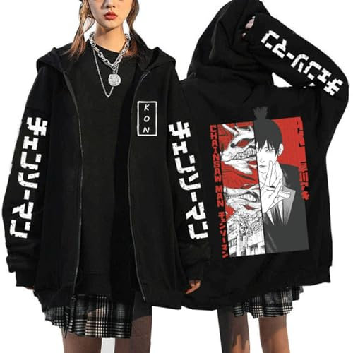 MDEM Anime Chainsaw Man Pochita Denji Zip Up Hoodies Hayakawa Aki Fox Devil Kon Manga Sweatshirts Korean Style Graphic Zipper Jackets-style8||XL