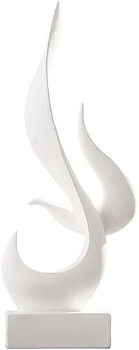 JAMNIK Abstrakte Flammen-Skulptur, abstrakte Harz-Skulptur, minimalistische Statue, für Zuhause, Wohnzimmer, Esszimmer, Dekoration (weiß)