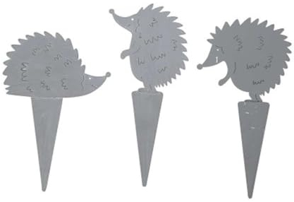 MACOSA PO631154-802_x3 Dekostecker Igel 3er Set Grau 15 cm Metall Herbst-Dekoration Blumenstecker Herbst-Deko Winter-Deko Winter Dekoration