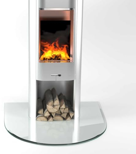 Glasplatte24 Funkenschutzplatte Rundbogen für Kaminofen, Glasplatte mit 18mm Facette, Glasbodenplatte Hitzeschutz mit ESG Sicherheitsglas, 120 x 100 cm, Stärke 6mm