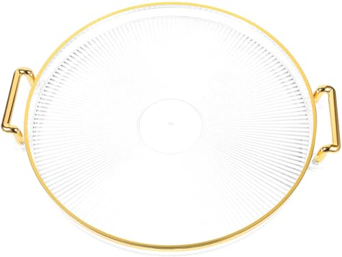 PRETYZOOM Plateau Decoratif Dore Rond Grand Plateau Doré Dorées Plateau À Thé Décoratif En Plastique Plateau Thé Doré Transparent Plateau De Rangement De Fruits Plateau Plateau Fiancaille Turc