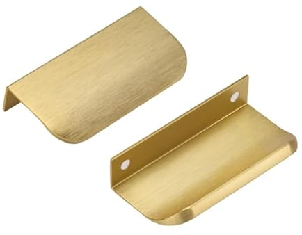 Ndjiloik 10 Stück Versteckter Türgriff Schrankgriffe Möbelgriffe Aluminiumlegierung für Kleiderschrank Tür Schubladen,Golden,Gesamtlänge 80MM