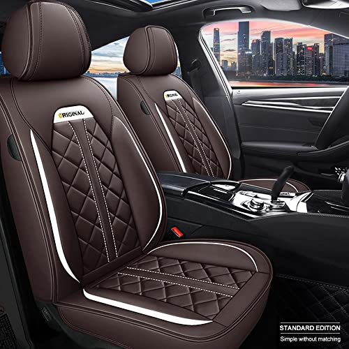 Maidao Autositzbezüge für Dacia Sandero Stepway Sitzbezüge, PU Leder 5-Sitze Allwetter wasserdichtes Komfortabler Autositzbezug Full Set Sitzbezüge (Kaffee)