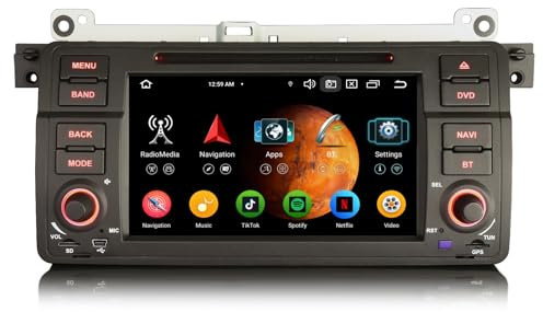 Erisin 8 Núcleos 4GB+64GB Android 13.0 DAB+ Radio Coche Estéreo para BMW Serie 3 E46 320 325 M3 Rover 75 MG ZT GPS Navegador Inalámbrico CarPlay Android Auto Wifi 4G USB DVD Bluetooth 5.0 DSP FM Radio