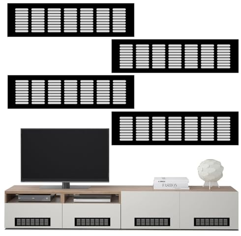 4 Pezzi Griglia Aerazione Rettangolare, Griglia di Ventilazione Alluminio, Griglie Aerazione, Griglia Aerazione Rettangolare in Lega, per Aerazione Armadi, Scarpiere Cassettiere