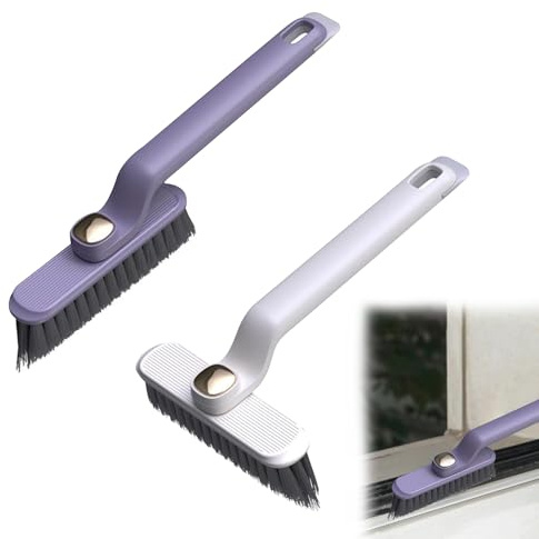2pcs Crevice Cleaning Brush,Grout Cleaning Brush Gap Cleaning Brush 360°Rotating Cleaning Brush Long Handle Brush Bathroom Tile Groove Window Gaps Cleaning Brush Tool for Kitchen Bathroom Door Track
