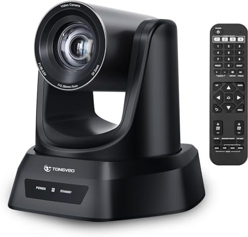 TONGVEO Conference Room PTZ Camera System | 1080P 60fps with 3X Optical Zoom, USB3.0, HDMI Streaming Camera-Easy Setup for Church and Meetings