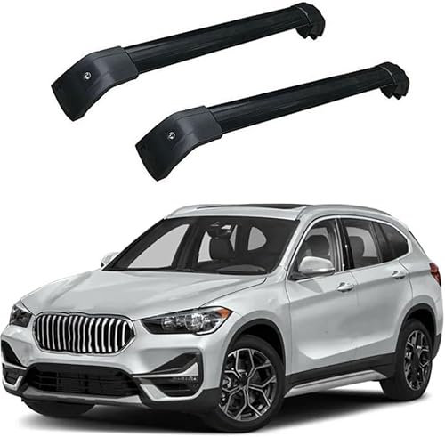 2 Stück Auto Dachträger Gepäckträger für BMW X1 F48 2016-2022, Aluminium Dachgepäckträger Querträger Cargo Gepackträger Relingträger, Auto Zubehör,A/Black