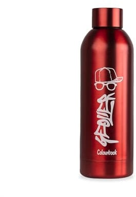 Colourbook Geolier - Borraccia Termica Acciaio Inox, Bottiglia Thermos, Priva di BPA, 550 ml (Rosso)