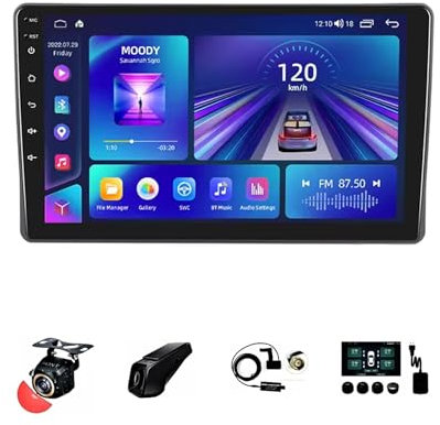 BOJONTN 9 Pollici 2 DIN Android 13 Auto Stereo Radio per Fiat Panda 2003-2012 con Car Play Senza Fili GPS Telecamera Posteriore Comandi al Volante Bluetooth(T5[6+128G])