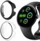 Vanrain Hülle für Google Pixel Watch 3 45mm, 2 Stück 360° Rundum PC Case mit Schutzfolie Glas Bumper Vollständige Abdeckung Schutzhülle, Schutz Hülle Gehäuse Schwarz+Transparent