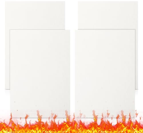 4 Pcs High Temperature Gasket Paper, Ceramic Fiber Gasket Material Fireproof Insulation Sheet for Pellet Stove, Wood Stove, Kiln, Boiler, Forge, RV Furnace Gaskets DIY Cut, 7 x 10 x1/4 Thick