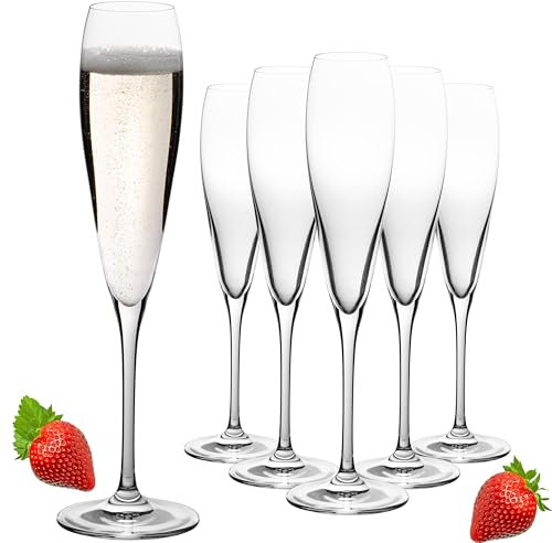 IMPERIAL Hohe Sektkelche 140ml (max. 192ml) 'Paris' Set 6-Teilig Sektgläser aus Crystalline Glas Spülmaschinenfest