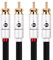 BOAACOUSTIC JIB Qualità Audiofila Cavo Audio RCA da 2RCA maschio a 2RCA maschio per audiofili, per sistemi HiFi, con cavo di interconnessione con diametro di 6 mm-(5m,nero)