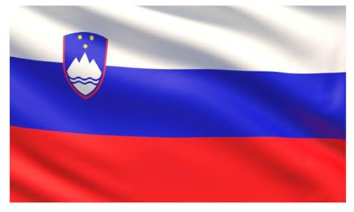 Bandera de Eslovenia, Bandera 90cm x 150cm, Bandera Grande con Trabilla para Mástil y Cordones para Sujetar, Bandera Ligera, Bandera para Deportes, Fútbol, Edificios (Eslovenia 1ud)