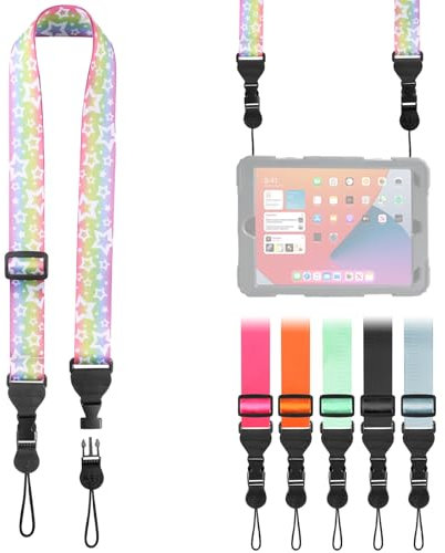 FIEIL Adjustable Shoulder Strap, Nylon Camera Strap, Comfortable Neck Strap for iPad, Cellphone Tablet, Camera, Laptop, Binocular, Luggage Bag (Rainbow Heart Universal Lanyard)
