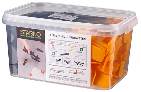 Nivelliersystem Eimer Set 2,0mm | Verlegehilfe für Fliesen | 100x Zuglasche + 50x Keile + 1x Zange