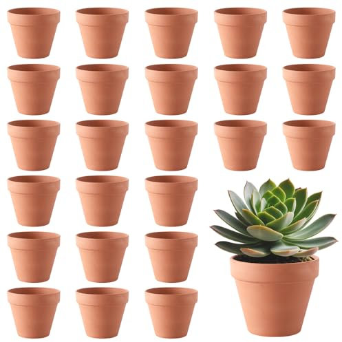 Foreverup 24Pcs Terracotta Plant Pots, 4 x 4.8CM Small Terracotta Plant Pots with Drainage Holes, Small Plant Pot for Nursery Seedlings Succulent Plant Pot Cactus Plants Flowers, DIY Painted Art