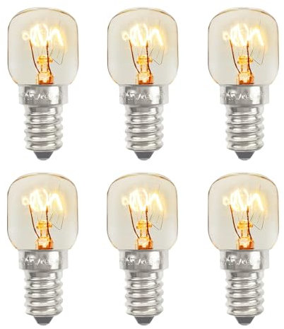 teashow 6 Pack Salt Lamp Bulb Oven Bulb 15W E14 Small Screw Bulb Scentsy Light Bulb Wax Burner Bulbs Fridge Bulb Pygmy SES Dimmable Incandescent Bulbs for Cooker Hood Microwave Sewing Machine