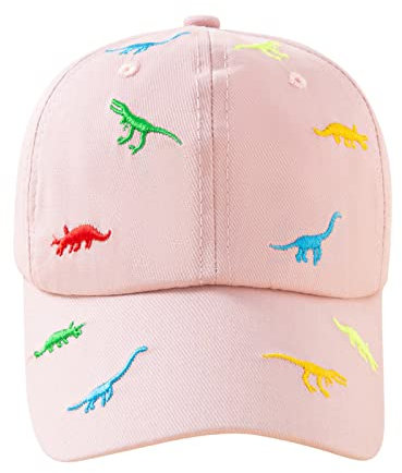 IQYU Mütze Mädchen Frühling 51 Dinosaurier Baseballmütze Sonnenschutz Sonnenschutz Hut Baby Neugeboren Junge (Pink, One Size)
