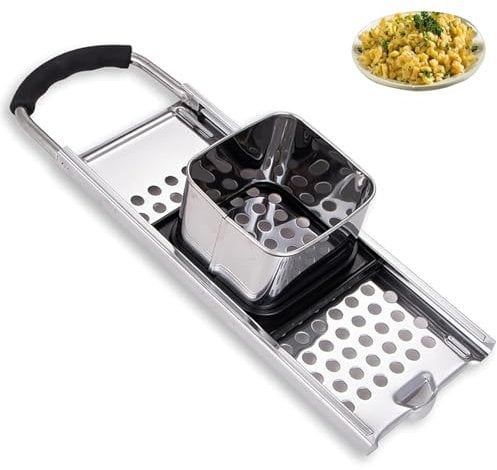 Spätzle Slicer, Spaetzle Grater, Stainless Steel Spaetzle Press with Rubber Handle, Spaetzle Board Grater Slicer Rustproof for Conventional Pots up to 30 cm