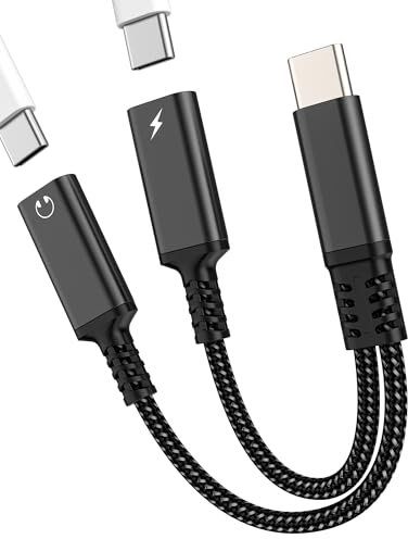 Adapter Dual USB C Kopfhörer Klinke 2 in 1 für iPhone 16 15 kompatibel mit Samsung S24 S23 S22 Telefon für Apple Kopfhörer Audio Splitter Laden Kabel Anschluss für iPad Typ C DAC AUX Adapter