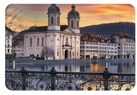 Badematte Luzern Schweiz Fußmatte Außen Stylisch Fußmatte Innen Waschbar Bodem Fußabtreter, Für Haustür, Badezimmer, Außen & Innen, 60x40cm