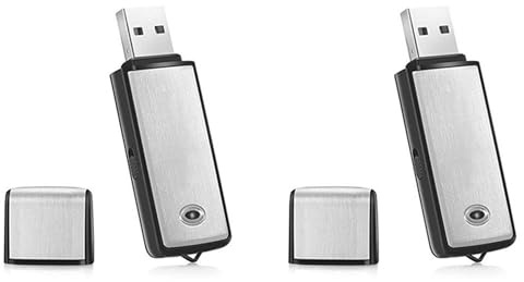 Pyugxab 2X Enregistreur Vocal USB 32G Clé USB Enregistreur Audio Vocal NuméRique Rechargeable pour Enregistrement D'Interview de RéUnion sur PC