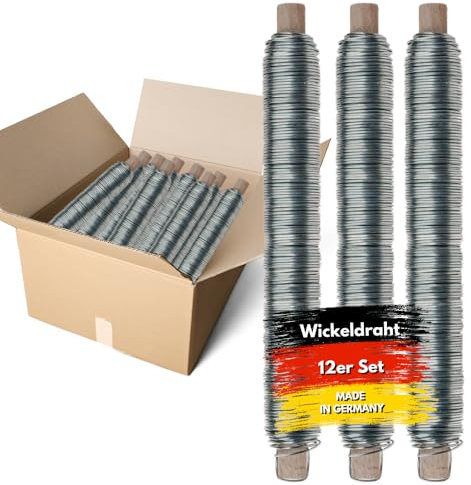 JK Trends Premium Wickeldraht silber 480 m - 12er Set ⌀ 0,65mm - Basteldraht für Blumen, Garten, Haushalt, Werkstatt, Hobby, Bastelspaß, langlebiges Werkzeug für viele Anwendungen