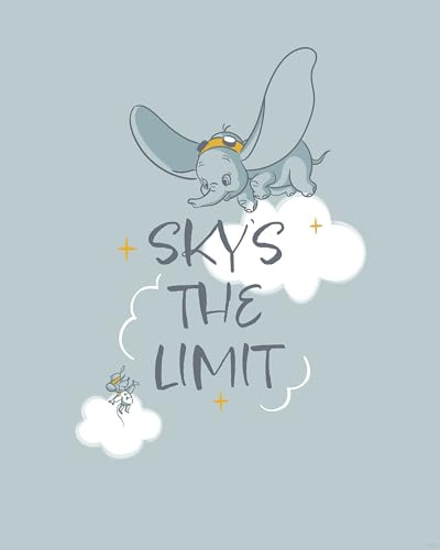 Komar Wandbild- Disney Dumbo Sky`s the Limit - Größe 40 x 50 cm - Poster, Kinderzimmer, Dekoration - gerollt ohne Rahmen, Blau