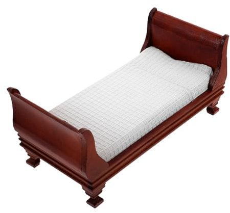 ibasenice Miniatur-Puppenhausbett Möbel modern winzig klein Miniature House miniaturhaus Puppenstuben Einrichtung Mini-Puppenbett-Dekoration Puppenhaus Minibett hölzern Brown