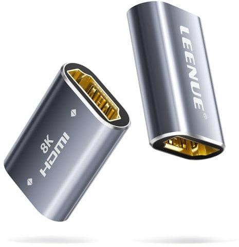 LEENUE HDMI Coupler 8K Female to Female Connector, HDMI 2.1 Aluminum Adapter, Supports 8K@60Hz/4K@120Hz for HDTV, Roku Stick, Monitor, Projector, Gaming Console, 2 Pack