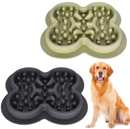 2 Piezas Comederos Perro Antivoracidad,Comederos De Silicona,Comedero con Obstáculos para Perros,Comedero Anti-Glotonería para Perros Y Gatos,para Evitar La Asfixia Y Prevenir El Atragantamiento