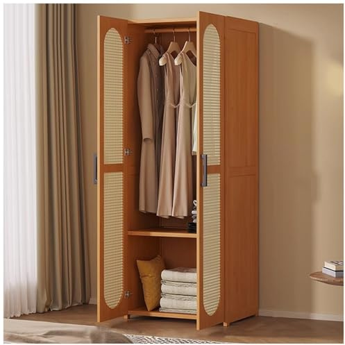 aoiuaoeniu Moderner Kleiderschrank mit Kleiderstange, 2/3 -türiger Kleiderschrank, Regalen, Rattannetz, Garderobenschrank mit viel Stauraum, für Flur, Arbeitszimme : 60/90x42x160CM