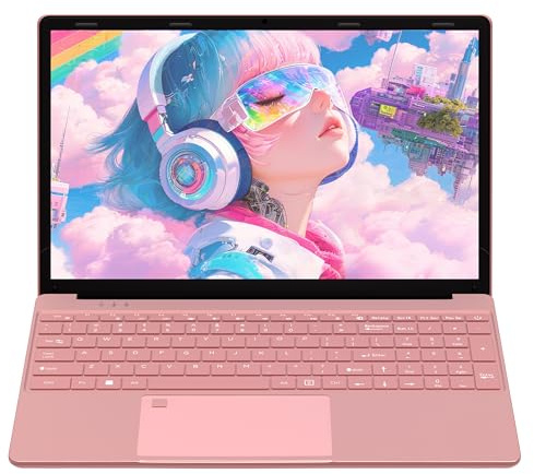 Amita 15.6'' Laptop with FHD Display, Fingerprint Access & Backlit Keyboard, 16GB Memory & 1TB NVME SSD, Pink Notebook for Study and Daily Use