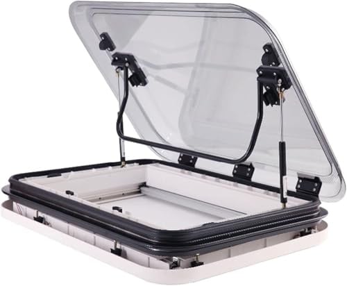 XDLYWUZIQ Dachlüfter für Wohnmobile, Wohnmobilfenster und Dachfenster, universelle Dachluke für Wohnmobile, großes Dachfenster-Belüftungsset für Wohnwagen mit LED-Beleuchtung 80x50cm