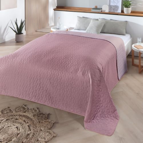 Delindo Lifestyle Tagesdecke Belford Altrosa Beere, Bettüberwurf für Einzelbett, einfarbig, 140x210 cm