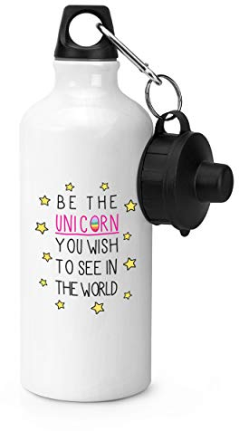 Einhorn You Wish To See in der Welt Sports Flasche Wasser Gym 600 ml weiß