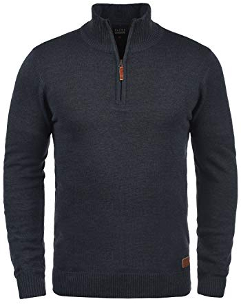 Blend BHRobin Herren Strickpullover Troyer Feinstrick Pullover mit Troyerkragen Rippbündchen Baumwollmischung Regular fit, Größe:XL, Farbe:Navy (70230)